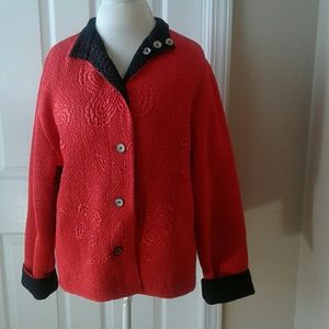 Woman's jacket, reversible, tomato red and black